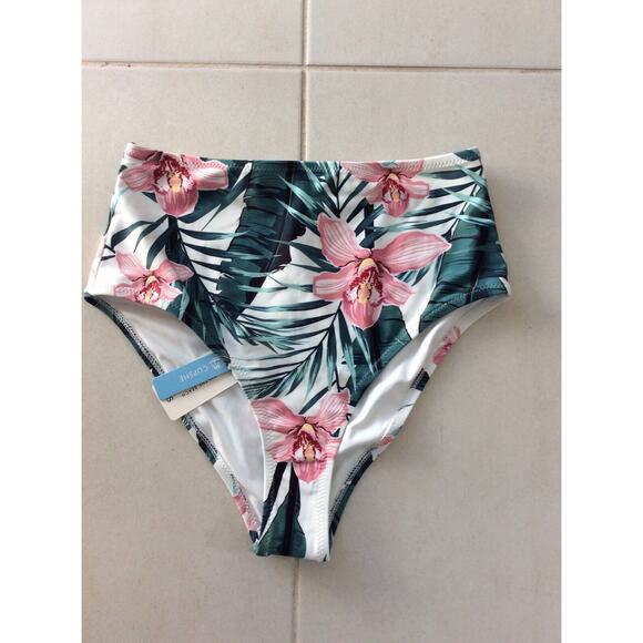 Cupshe Bikini Bottom Floral High Waist Swimwear - Picture 1 of 6